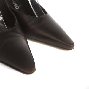 Salvatore Ferragamo GESSY バックストラップパンプス ポインテッドトゥ ハイヒール ガンチーニ レザー 7 24.5cm 茶 ブラウン