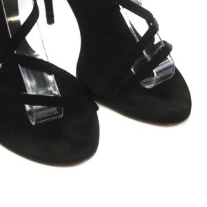 Christian Dior サテンストラップサンダル ハイヒール CDロゴ金具 38 25.0cm 黒 ブラック