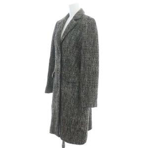 HUGO BOSS ウールツイードロングコート US2 XS 黒 ブラック マルチカラー