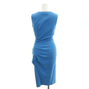 Emilio Pucci サイドギャザードレス ワンピース ノースリーブ ひざ丈 ウール 青 ブルー