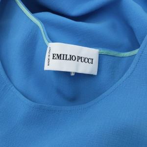 Emilio Pucci サイドギャザードレス ワンピース ノースリーブ ひざ丈 ウール 青 ブルー