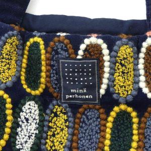 mina perhonen bpr BEAMS 別注 tarte トートバッグ L ハンドバッグ 総柄 ネイビー