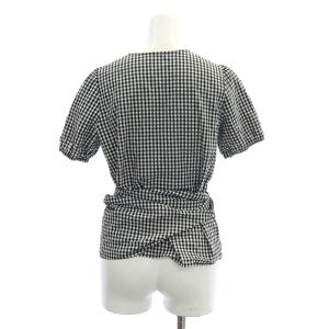 Ron Herman RHC 24SS ギンガムチャック カシュクールブラウス 前開き 半袖 S 黒 白 ブラック ホワイト