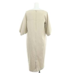 ANAYI サテンボリュームスリーブワンピース 膝丈 七分袖 36 ベージュ