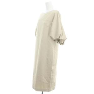 ANAYI サテンボリュームスリーブワンピース 膝丈 七分袖 36 ベージュ