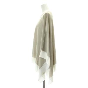 René バイカラー変形トップス ニット カットソー 長袖 七分袖 アシンメトリー 34 ベージュ