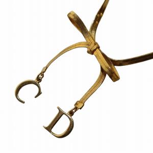 Christian Dior ブレスレット CDチャーム リボン ロゴ ゴールドカラー