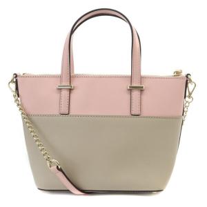 kate spade new york 2way レザー ショルダーバッグ ハンド バイカラー ロゴ ベージュ ピンク