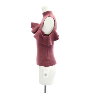SNIDEL 23SS フリルニットプルオーバー カットソー ハイネック F ローズレッド