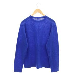 EDIFICE カシミヤクルーネックニット セーター 長袖 L 青 ブルー