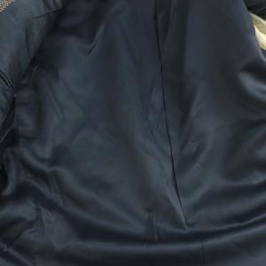 Aquascutum カシミヤ総裏地2Bテーラードジャケット シングル 94AB4 黒 白 ブラック ホワイト