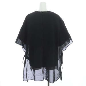 ADORE 22AW ダブルタイプライターシアーレイヤードブラウス 半袖 クルーネック シースルー 2点セット 38 M 黒 ブラック