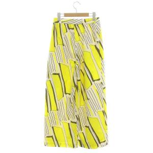 ADORE 23SS バイヤスレクタングルプリントパンツ 36 S 黄 イエロー オフホワイト