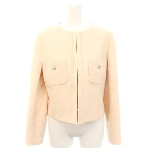 23SS ライトスラブクルー ジャケット ノーカラー ショート丈 38 ピンクベージュ