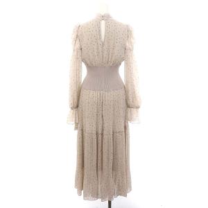 SNIDEL 23SS ワンピース ロング 長袖 プリーツ リブ切替 ドット 水玉 1 ラベンダーグレー 黒 ブラック