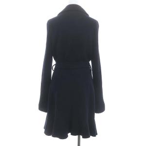 TO BE CHIC フリルニットコート アウター ロング リボンベルト付き 2 紺 ネイビー