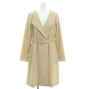スプリングコート ロング ノーカラー 総裏地 2 ベージュ