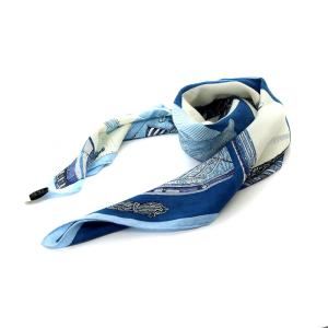 カレ H100 FERRY TALES スカーフ ブルー オフホワイト