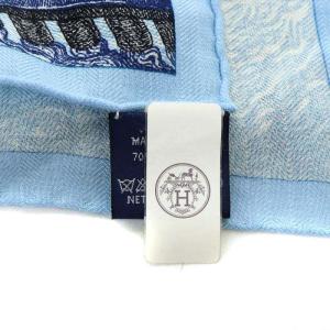 HERMES カレ H100 FERRY TALES スカーフ ブルー オフホワイト