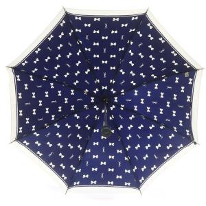 YVES SAINT LAURENT 折りたたみ傘 雨傘 コンパクト ロゴ リボン アンブレラ 紺 ネイビー 白 ホワイト