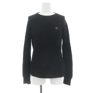 カシミヤ混 ニット セーター 長袖 ラグランスリーブ アンゴラ混 38 黒 ブラック