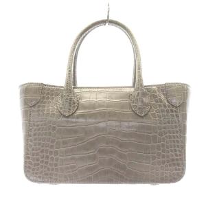 A.D.M.J. スワロフスキー クリスタル ミニトート バッグ ハンド レザー グレー