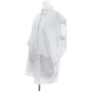 ENFOLD ドビーストライプ タックノースリSHIRT シャツ ブラウス 38 M 白 ホワイト