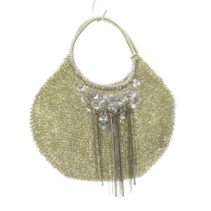 ワイヤーバッグ ハンドバッグ ビジュー 花装飾 チェーン シルバー色 /DO OS