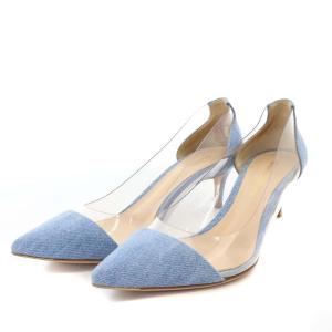 PLEXI 55 クリアデニムパンプス ポインテッドトゥ 36.5 23.5cm 青 ブルー G20243