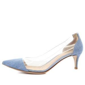 Gianvito Rossi PLEXI 55 クリアデニムパンプス ポインテッドトゥ 36.5 23.5cm 青 ブルー G20243