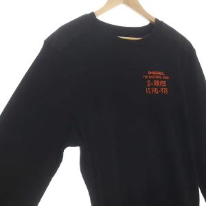 DIESEL サーマルロゴ刺繍ロンT Tシャツ カットソー 長袖 コットン M 黒 ブラック
