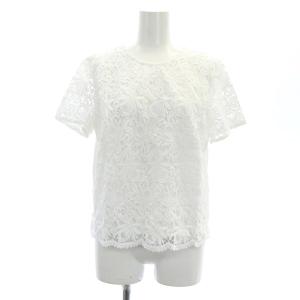 23区 vingt-trois セットアップ 上下 フラワーレースブラウス 半袖 タイトスカート ひざ丈 38 白 ホワイト