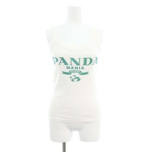 PANDA MANIA キャミソール タンクトップ プリント F 白 緑 ホワイト グリーン