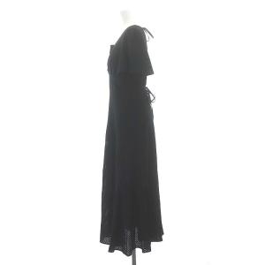 FRAY I.D 24SS カットワークレースフレアスリーブワンピース ロング 半袖 バックリボン インナー付き 0 黒