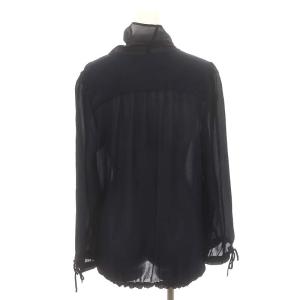 Deuxieme Classe トリアセテート ボウタイ ブラウス プルオーバー 長袖 紺 ネイビー