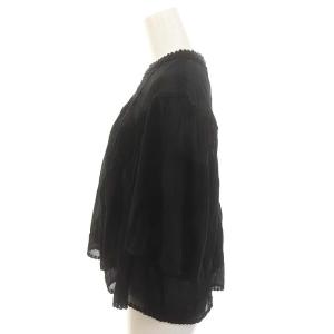 ISABEL MARANT ETOILE コットン 刺繍 ブラウス シャツ 五分袖 34 XS 黒 ブラック