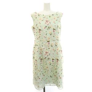 SNOWYドレス ワンピース 刺繍 ノースリーブ 花柄 膝丈 6 ライトグリーン