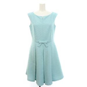 リボン ノースリーブワンピース 膝丈 4 ライトブルー