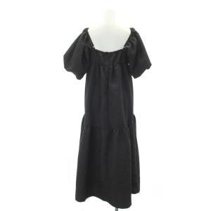 Ray Beams 23SS 2way ワンピース パフスリーブ ロング 半袖 エンボス 0 黒 ブラック /ES OS