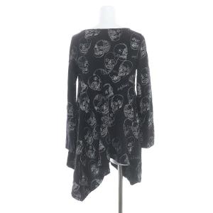 ANDY WARHOL by HYSTERIC GLAMOUR スカル総柄 アシンメトリー チュニック 長袖 F 黒 ブラック /HK OS