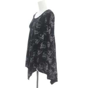 ANDY WARHOL by HYSTERIC GLAMOUR スカル総柄 アシンメトリー チュニック 長袖 F 黒 ブラック /HK OS