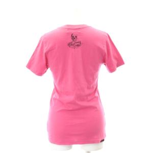 HYSTERIC GLAMOUR Tシャツ カットソー 半袖 プリント ラインストーン コットン F ピンク 黒 ブラック
