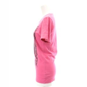 HYSTERIC GLAMOUR Tシャツ カットソー 半袖 プリント ラインストーン コットン F ピンク 黒 ブラック