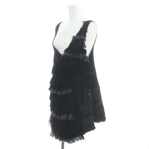 HYSTERIC GLAMOUR × DESTROY ALL MONSTERS フリル レース ノースリーブ チュニック ティアード F 黒 ブラック