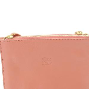 IL BISONTE レザーポーチ ロゴ ピンク BCL022