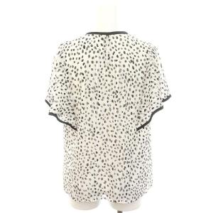 PINKY&DIANNE 23SS バイカラーアニマルプリントブラウス 半袖 シアー レオパード プルオーバー 38 黒 白 ブラック