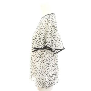 PINKY&DIANNE 23SS バイカラーアニマルプリントブラウス 半袖 シアー レオパード プルオーバー 38 黒 白 ブラック