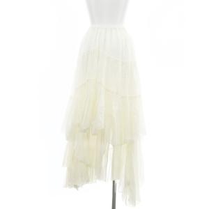 CASA FLINE 22AW コットン ティアード スカート ロング フレア F 白 ホワイト
