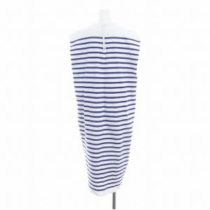 HYKE コットン ボーダー ノースリーブワンピース ロング 1 S 白 ホワイト 青 ブルー