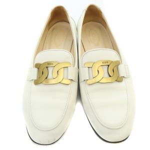 TOD'S KATE レザー ローファー パンプス ローヒール 38 25cm 白 ホワイト